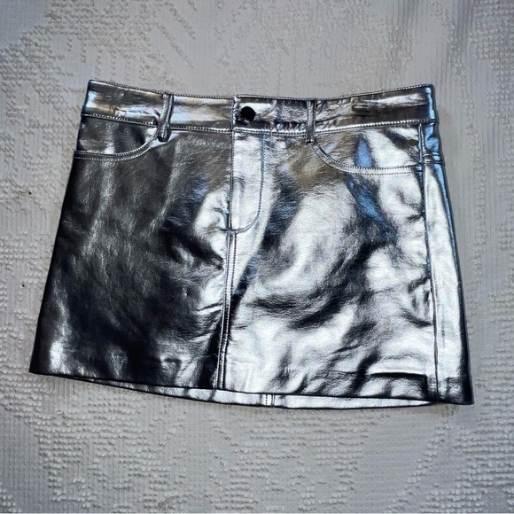 Mango Dresses & Skirts - Mango Shimmering Silver Mini Skirt